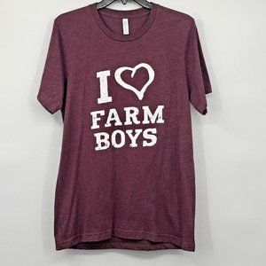 Canvas I ❤️Farm Boys Womens M Used Burgundy Heathered